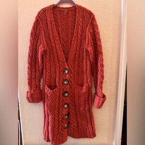 One Girl Who Orange blend Cable Knit Cardigan - vintage